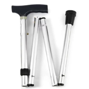 T-Handle Folding Walking Stick - Silver