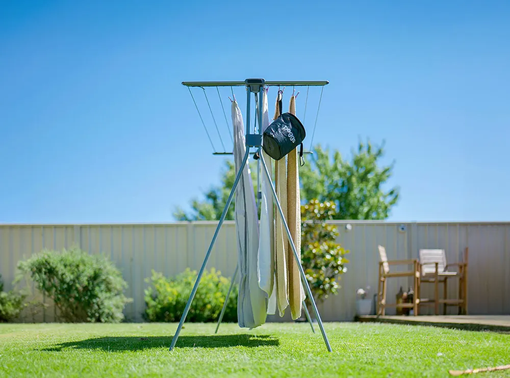 Peggs Portable Clothesline - In Backyard