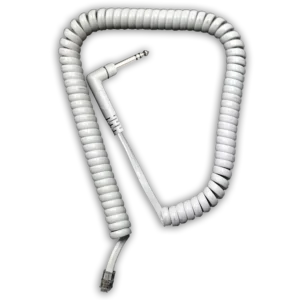 Curly Cord Lead RJ12 Plug to Right Angle 6.35 mm Stereo Plug 300 mm (T & R)