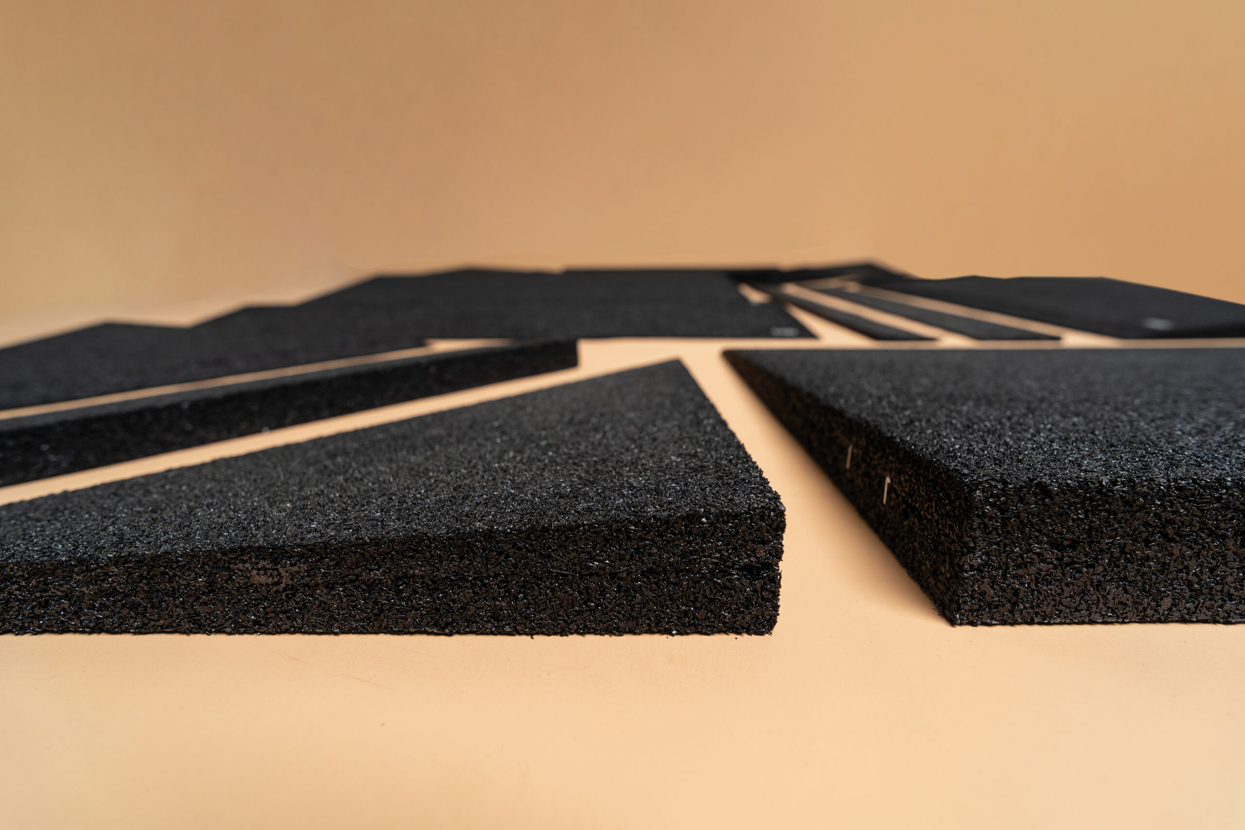 Rubber threshold ramps for removing small steps at doorways