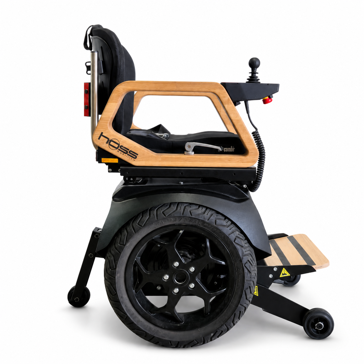 Side view of the Hoss R1 two-wheel self-balancing wheelchair showing its large wheels